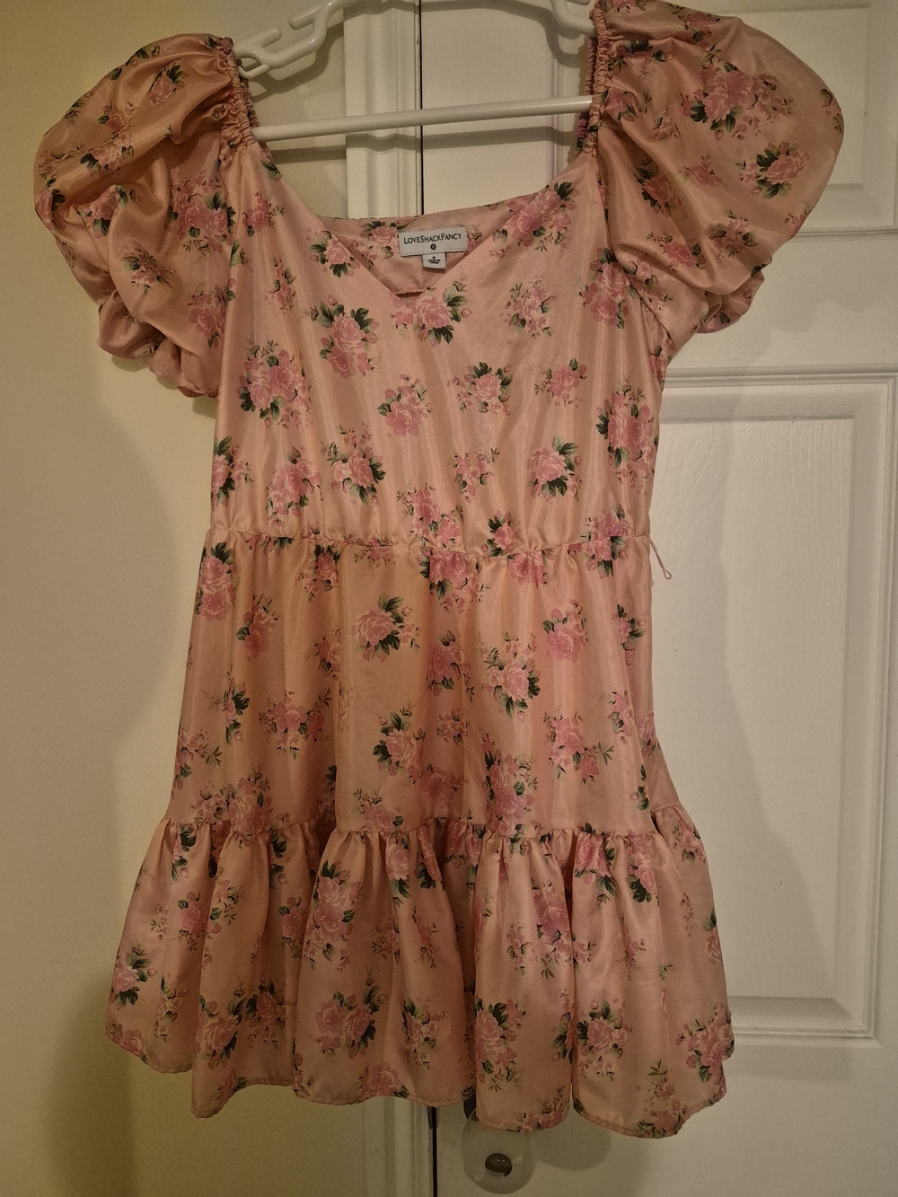 LoveShackFancy Pink Floral Puff-Sleeve Girls Dress